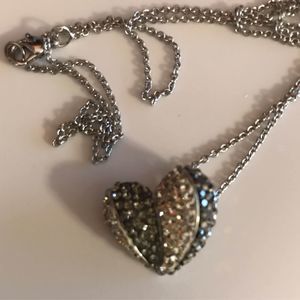 Gorgeous heart pendant on silver chain necklace